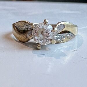 Mid Century Vintage 14K Gold Diamond Ring | Leaf Infinity Engagement Ring size 9